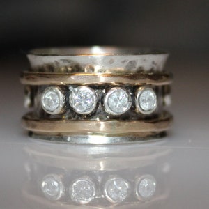 diamond spinner ring - bezel set diamond spinner ring - diamond meditation ring - natural diamond wedding spinner - diamond anniversary ring