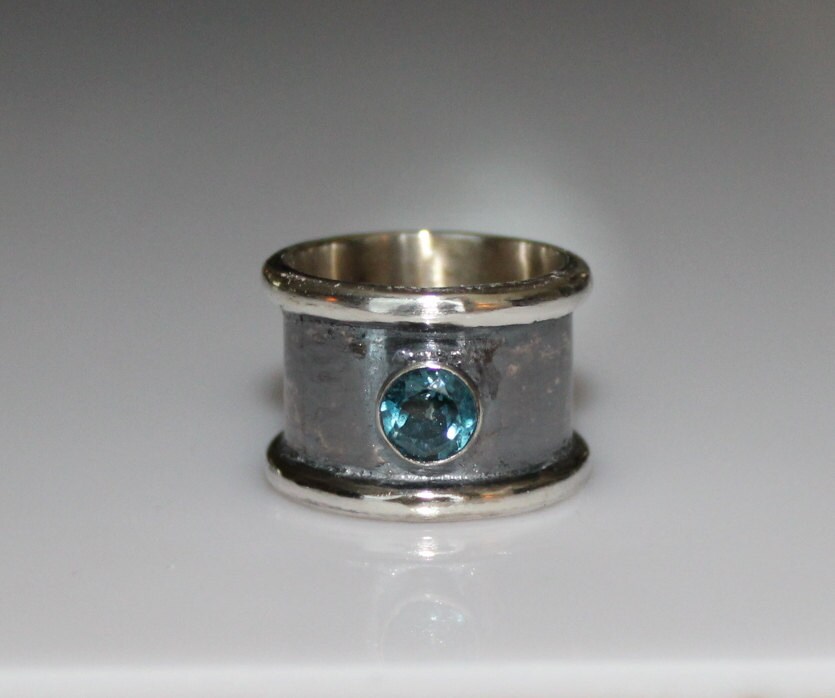 Blue Topaz Ring Oxidized Topaz Ring London Blue Topaz Ring - Etsy