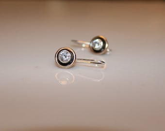 Sterling Silver CZ Drop Earrings: Petite Solitaire Bridesmaid Jewelry
