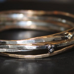 Mixed Metal Stacking Bangles: Sterling Silver & Gold-Filled, Set of 6