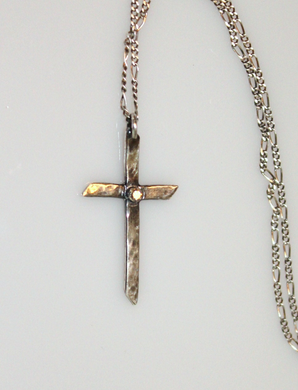 Diamond necklace silver cross necklace diamond cross Etsy