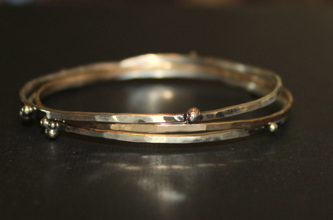 Sterling Silver Stacking Bangle Thick Silver Bangle Etsy