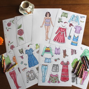 Paper Doll Coloring Pages PDF Little Sister Collection - Rose (Printable File)