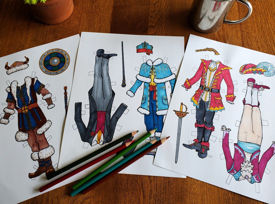 Paper Doll Coloring Pages PDF Prince Add-on for the Little Brothers Collection printable File ...