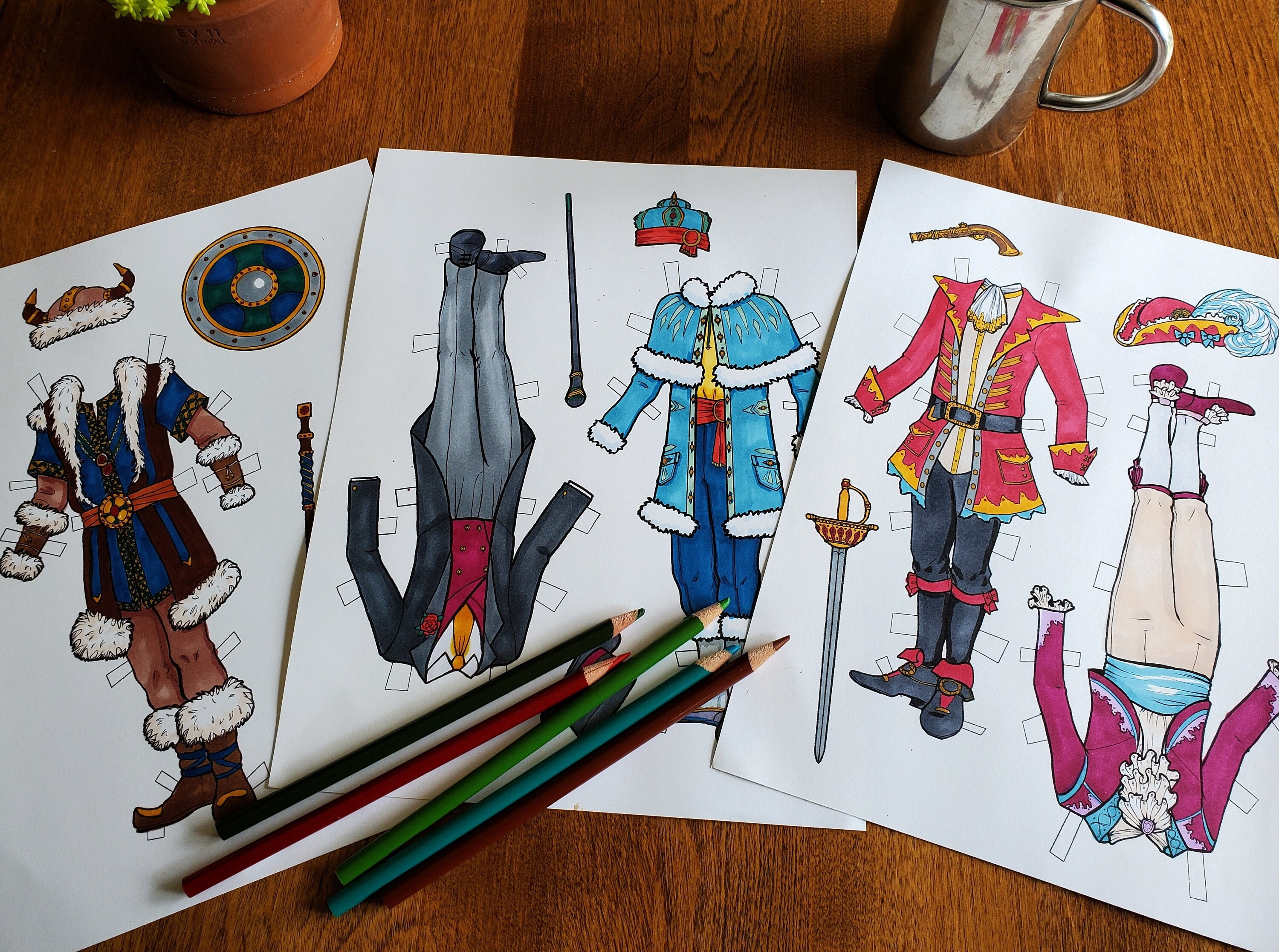 Paper Doll Coloring Pages PDF Prince Add-on für die Little Brothers Collection Printable File ...