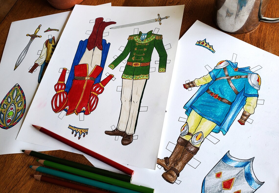Paper Doll Coloring Pages PDF Prince Add-on for the Little - Etsy.de