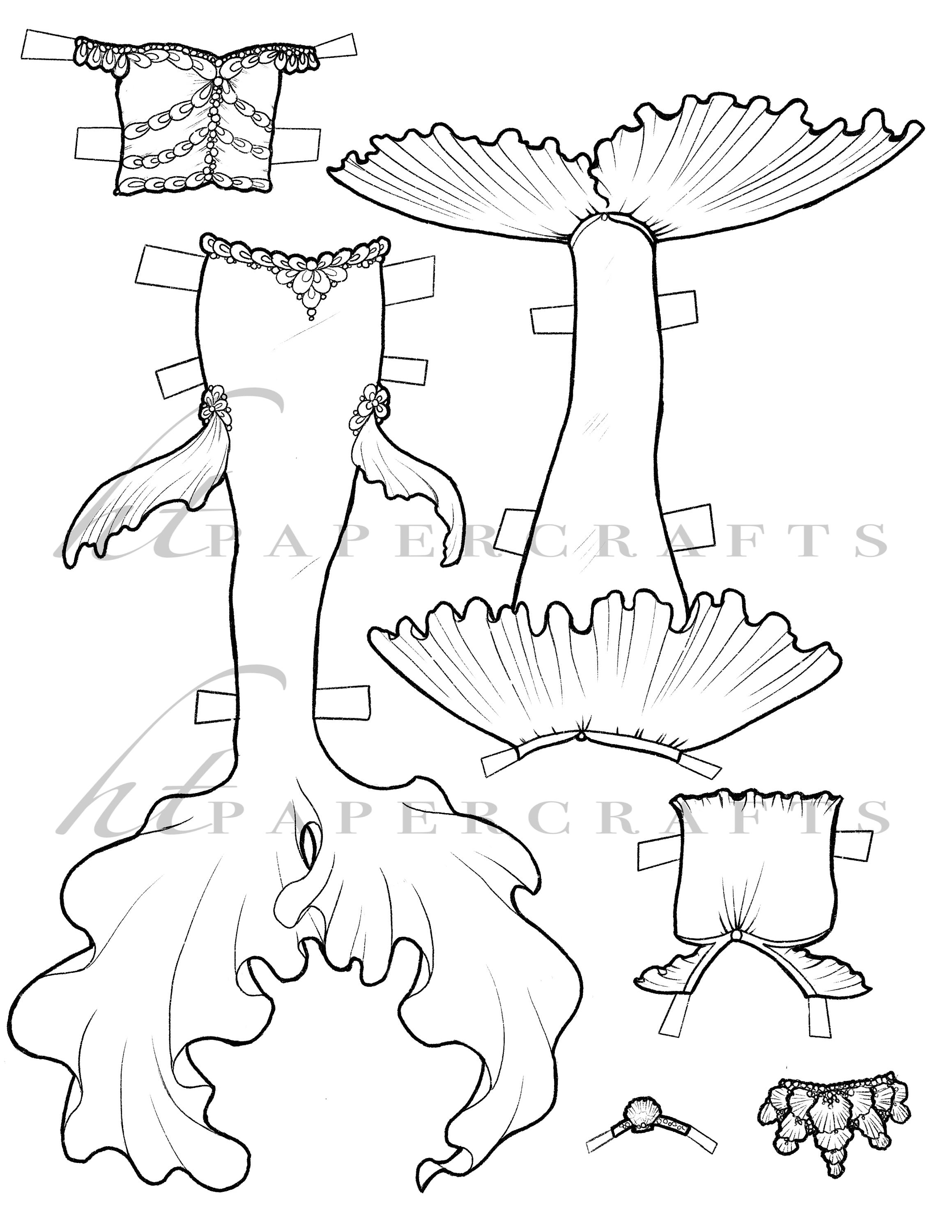 Liliana Mermaid Paper Doll Printable Colouring Sheets Hand Etsy New