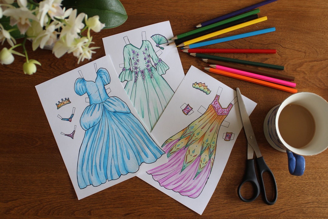 Paper Doll Coloring Pages PDF Princess Dress Add-on for the