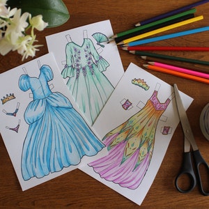 Paper Doll Coloring Pages PDF- Princess Dress Add-on for the Little Sisters Collection (Printable File) (doll sold separately)