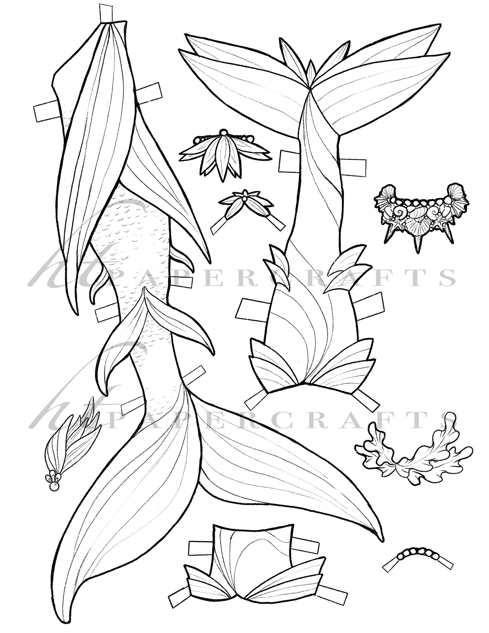 Paper Doll Coloring Pages PDF Mermaids Add-on for the Little - Etsy