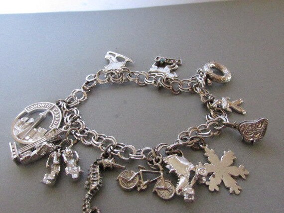Vintage Bracelet, Charm Bracelet, Twelve Charms, S