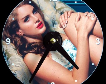 New LANA DEL REY Wall Clock - Cd Size! 4.75 inch diameter. Lizzy Grant. Ray. Ultraviolence Born to Die Singer. Honeymoon. Makes a nice gift!