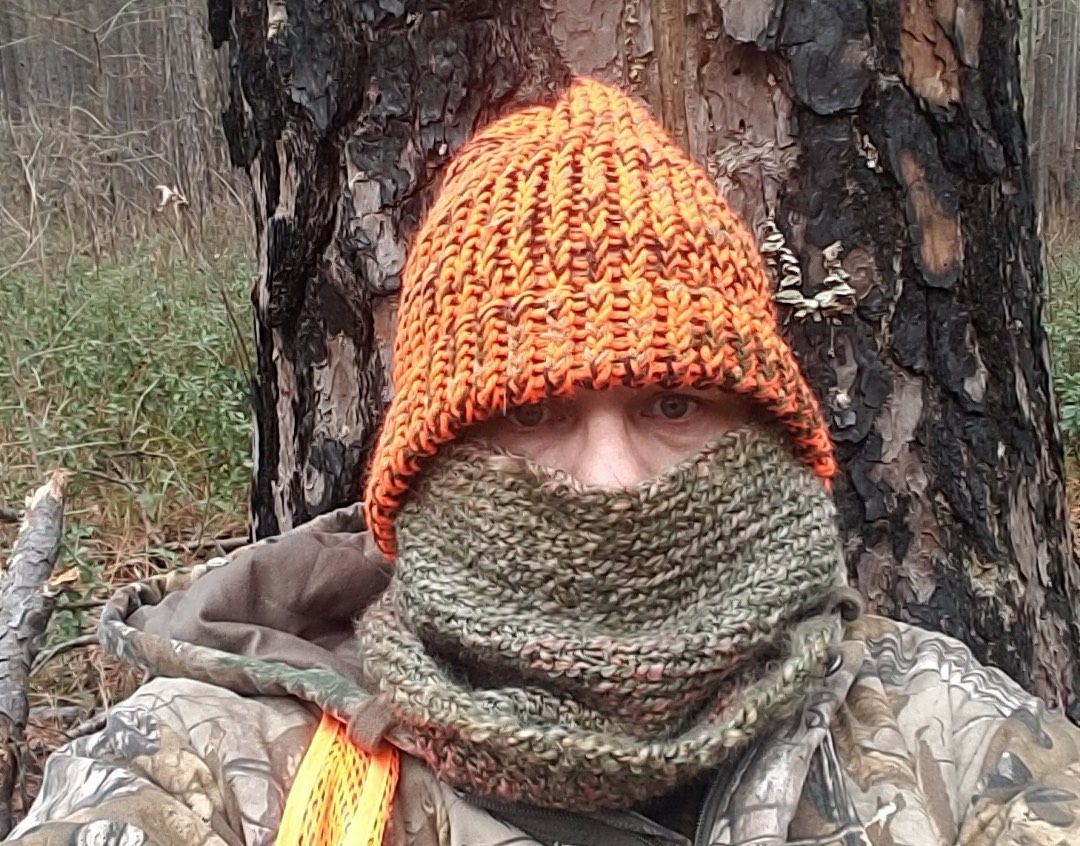 Hunter Safety Orange and Camo Hunting Beanie Hat Etsy