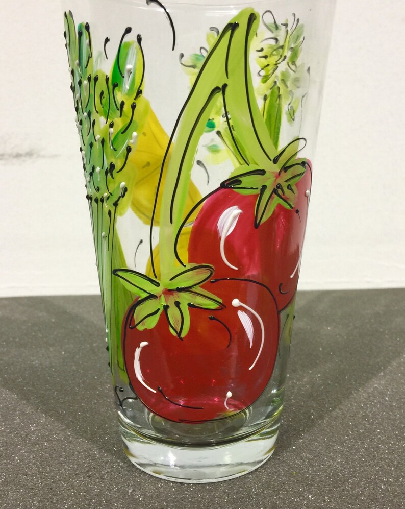 Hand Painted Glass Bloody Mary Glass The Perfect Bloody Mary | Etsy