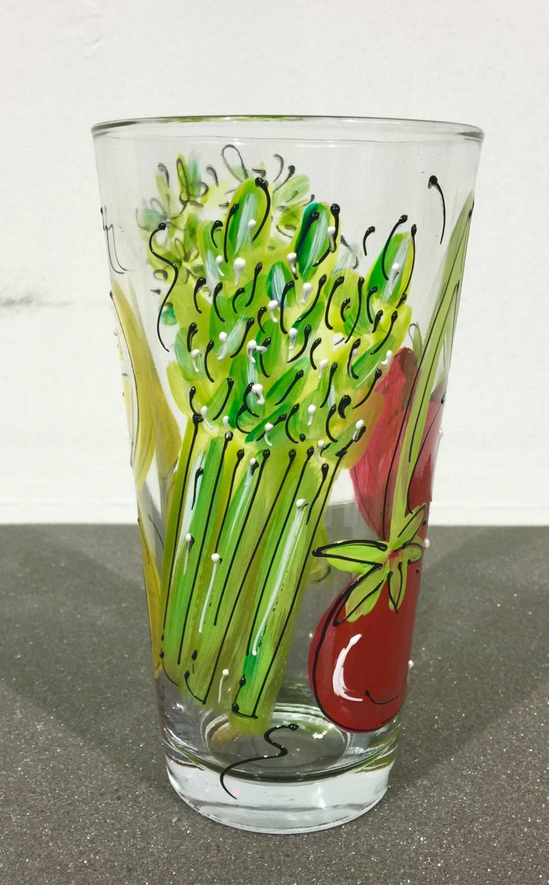 Hand Painted Glass Bloody Mary Glass The Perfect Bloody Mary | Etsy