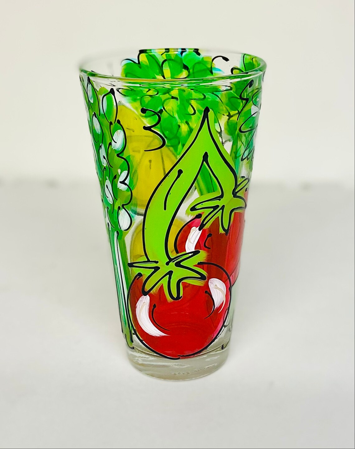 Hand Painted Glass Bloody Mary Glass The Perfect Bloody Mary Etsy