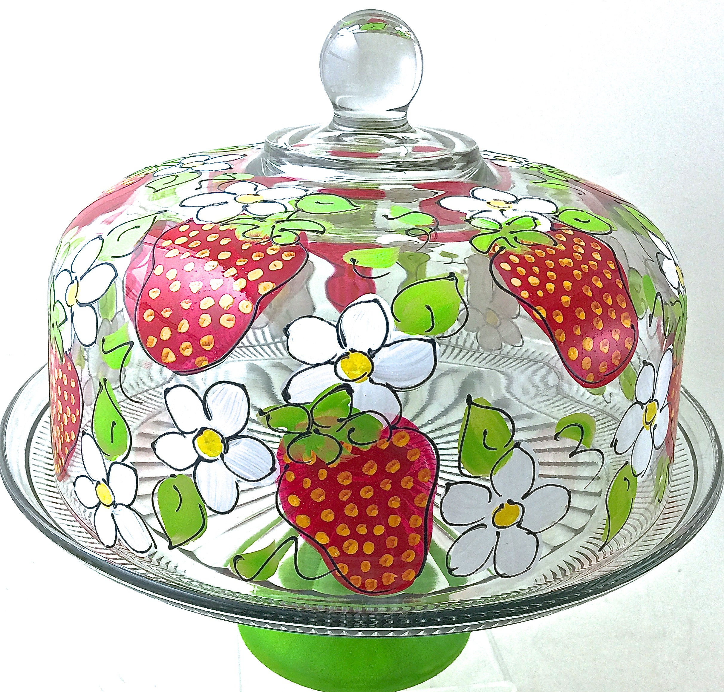 Strawberry Cake Dome Set Cake Stand Cake Dome and Pedestal Etsy