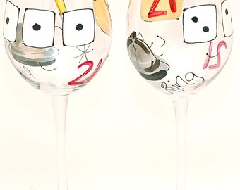 Hand Painted Bunco Wine Glass- Make Girls Night More Fun with Hand Painted Bunco Wine Glass