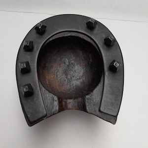 Vintage wooden horseshoe ashtray 1930s