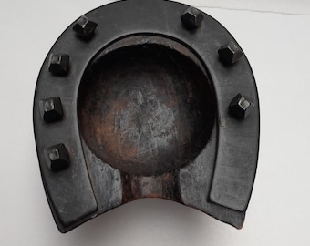 Vintage wooden horseshoe ashtray 1930s