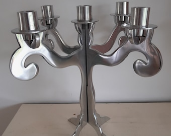 Candelero vintage aluminio 90s - Navidad