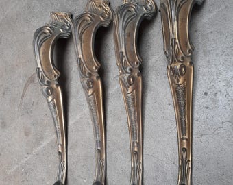 Vintage Messing Tischbeine für Couchtisch oder Beistelltisch - Messing - Frankreich - 4er Set