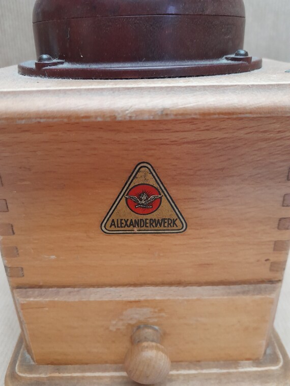 ドイツ ヴィンテージ Alexanderwerk 木製コーヒーミル 実働 白×赤