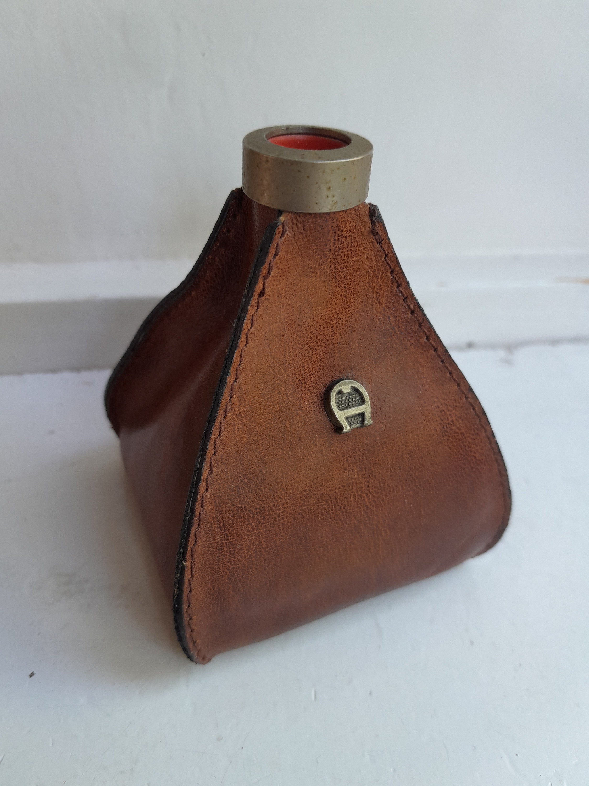 vintage leather pen holder