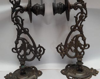 piano candlesticks - brass - wall candlesticks - Art Nouveau - set of 2