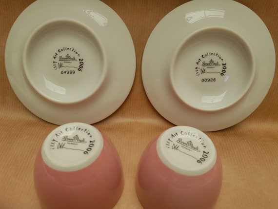 Set of 2 Espresso Cups and Saucers Michael Lin for Illy Art 