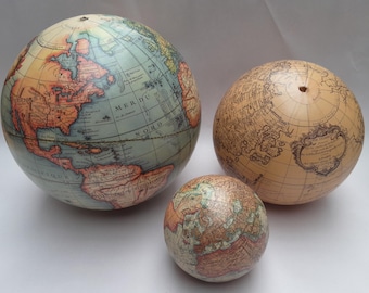 Vintage world globe - set of 3