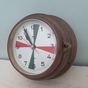 Vintage LP Marine maritime clock, Brass nautical ship clock, Germany, quartz