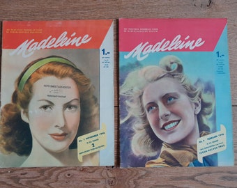 set of 2 Madeleine vintage Dutch fashion magazines 1946 - 40s 50s