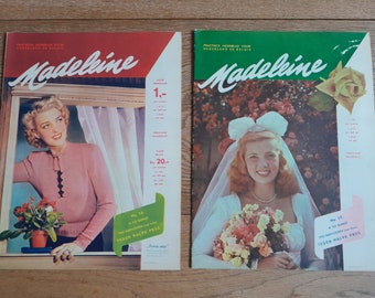 lot de 2 magazines de mode hollandais vintage Madeleine 1948 - années 40 50