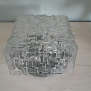 Mid Century Modern Clear Glass Square Block Ceiling Lamp - Wall Lamp - 70s
