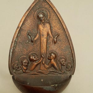 antique holy water bowl - Jesus - religious decoration