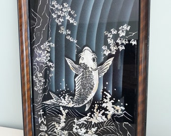 Kunstwerk Koi karper parelmoer - Japan