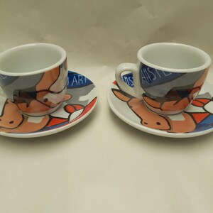 Set aus 2 Espressotassen und Untertassen, Stef Vedder – Westcord Art Hotel Amsterdam