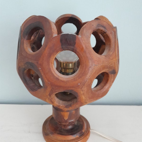 Lampe de table vintage en bois bohème bohème