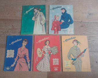 set of 5 Madeleine vintage Dutch fashion magazine 1950s