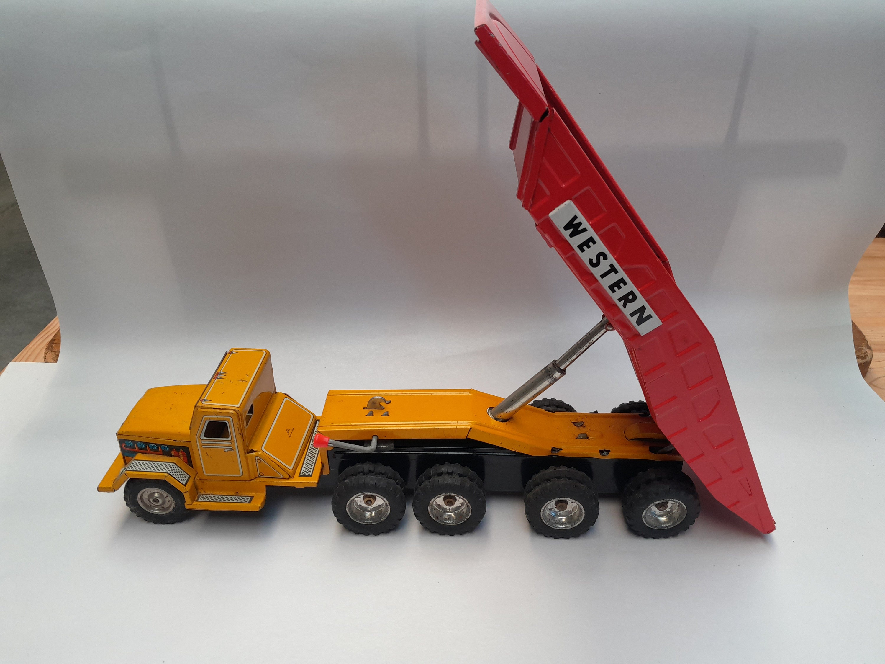 Vintage 1960's Japanese Tin Friction Western Dump Truck