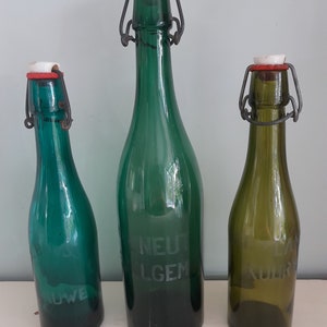 3 x beer bottle Belgium Wevelgem Lauwe Kuurne swing-top beer bottle