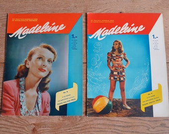 lot de 2 magazines de mode hollandais vintage Madeleine 1947 - années 40 50