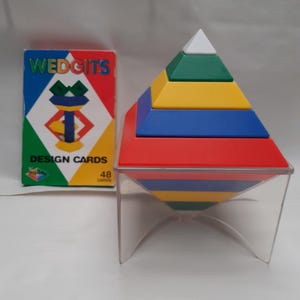 vintage toy Wedgits building blocks pyramid Stacking Puzzle - design cards