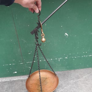 Vintage fransk balansvåg mässing järn hängande antik