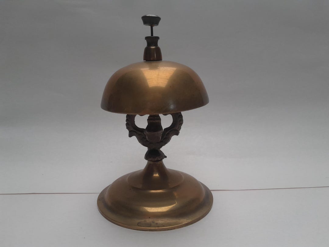 Vintage Brass Desk Bell, Brass Hotel Bell, Antique Service Ringer ...