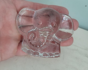 Presse-papier en verre Riedel éléphant - Verre d'art vintage d'Autriche