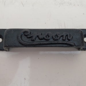Tirador de cajón de hierro fundido antiguo, tirador de cajón - tipo bandeja - Croon