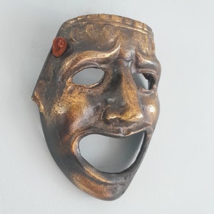 vintage bronze mask Greek theater - 12cm - wall decoration