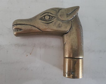 Vintage brass horse gead Cane Umbrella Handle Topper